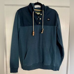Howler Brothers Two-Tone Blue Hoodie with Button Details